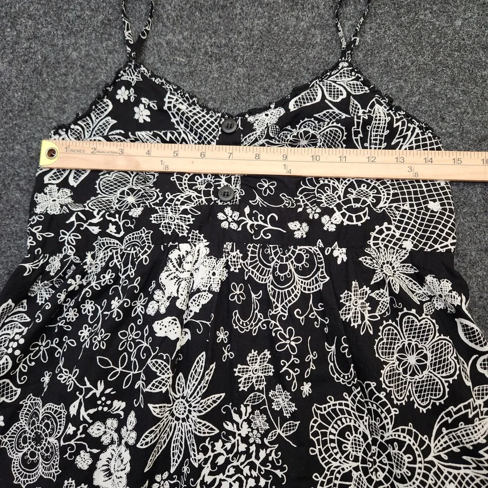 No Boundaries Black White Floral Babydoll Dress Y2K Whimsigoth Cotton Juniors M